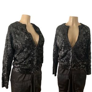 Vintage Lins Wool Black Sequin Handsewn Jacket